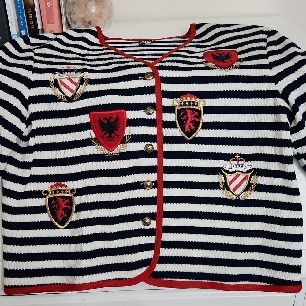 Vintage Collgaite preppy embroidered Royal Logo Jacket M Lagenlook Shacket - Picture 2 of 12